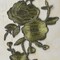 Metallic Brass Flower Applique Embroidered Iron-On Patch Pair with Stems & Leaves